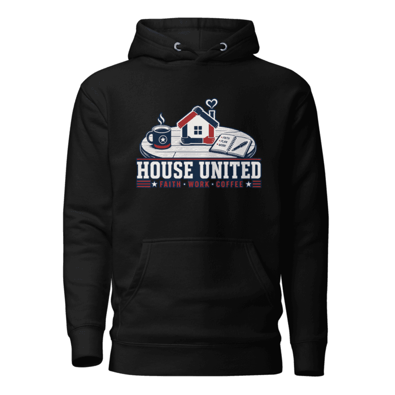 Freeborn House United Faith Work Coffee Unisex Hoodie — Black
