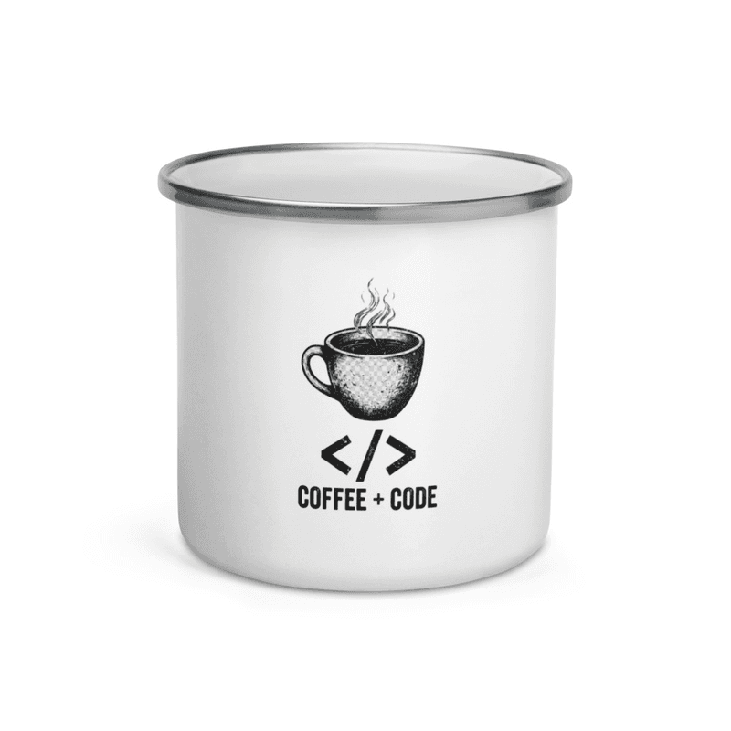 Freeborn Coffee + Code Enamel Mug — White