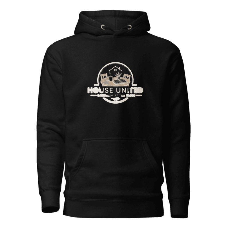 Freeborn House United Gathered Soft Unisex Hoodie — Black
