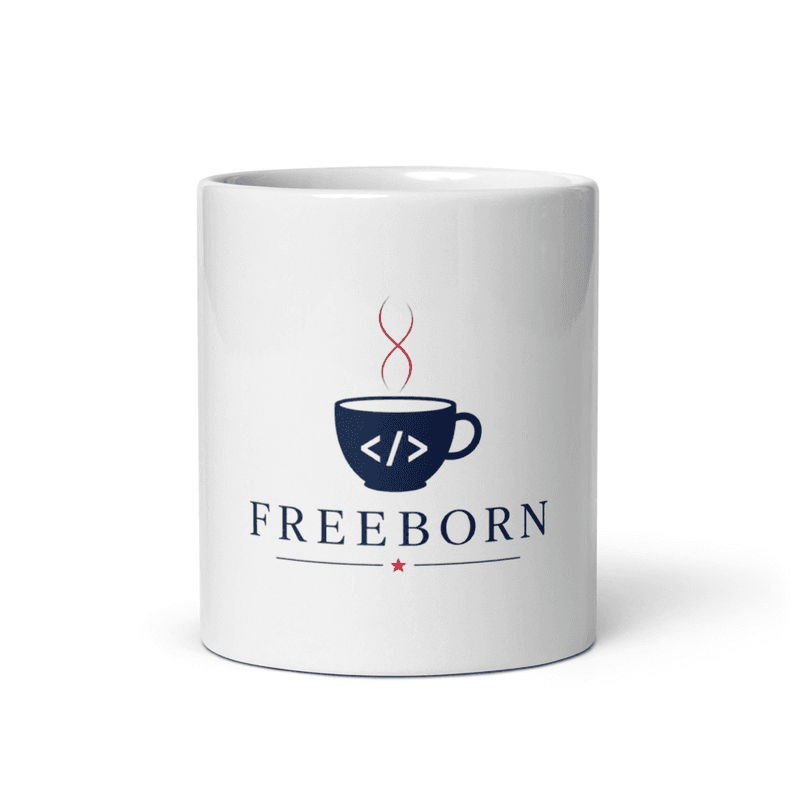 Freeborn Logo White Glossy Mug