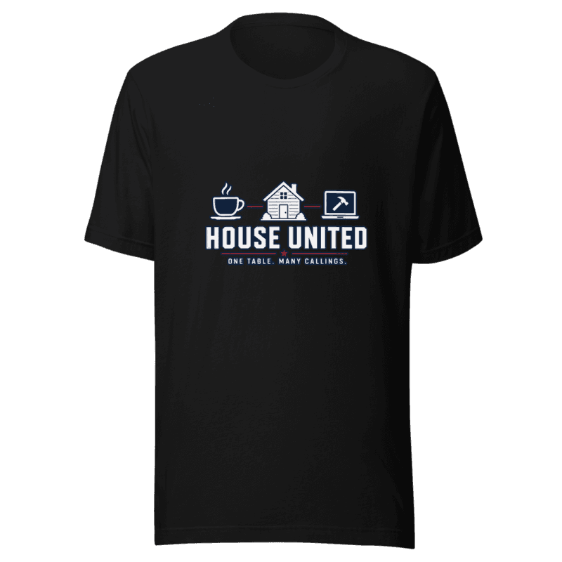 Freeborn House United One Table Unisex Tee — Black