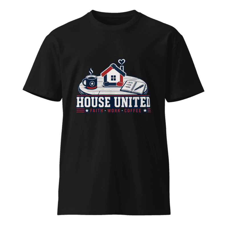 Freeborn House United Faith Work Coffee Unisex Long Tee — Black