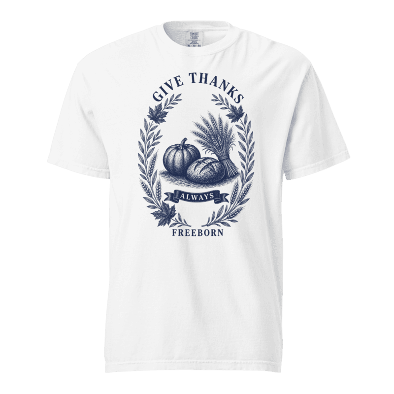 Freeborn Give Thanks Unisex Tee — White