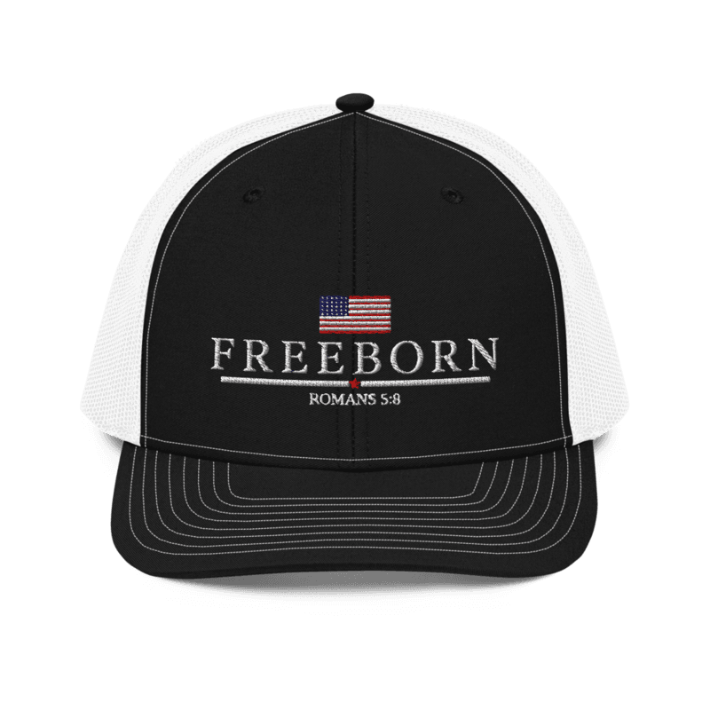 Freeborn Logo Trucker Hat — Black / White