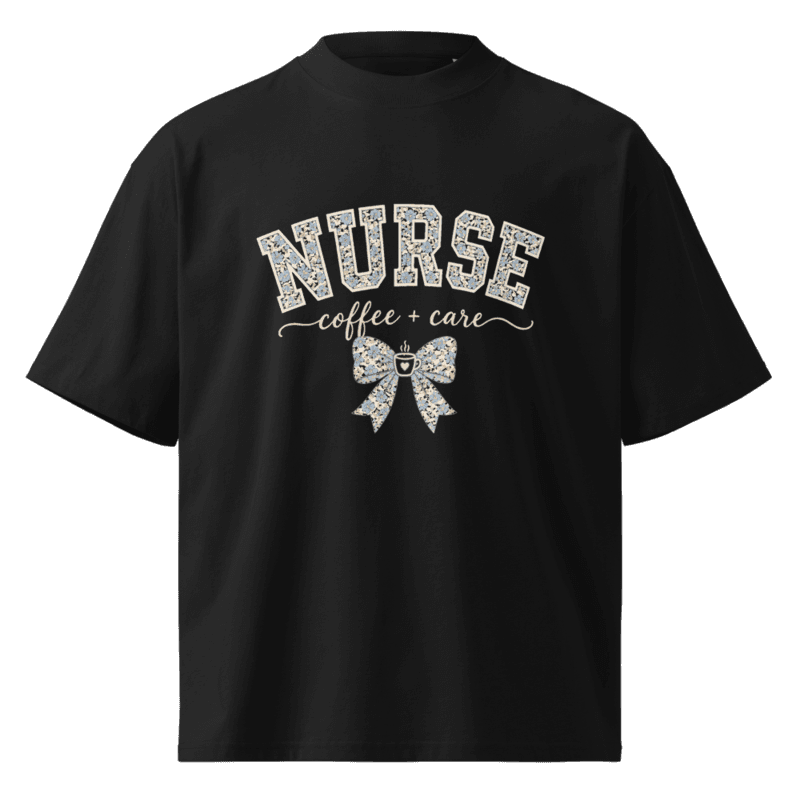 Freeborn Nurse Coffee + Care Oversized Tee — Black