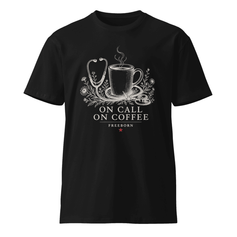 Freeborn Nurse On Call On Coffee Unisex Long Tee — Black